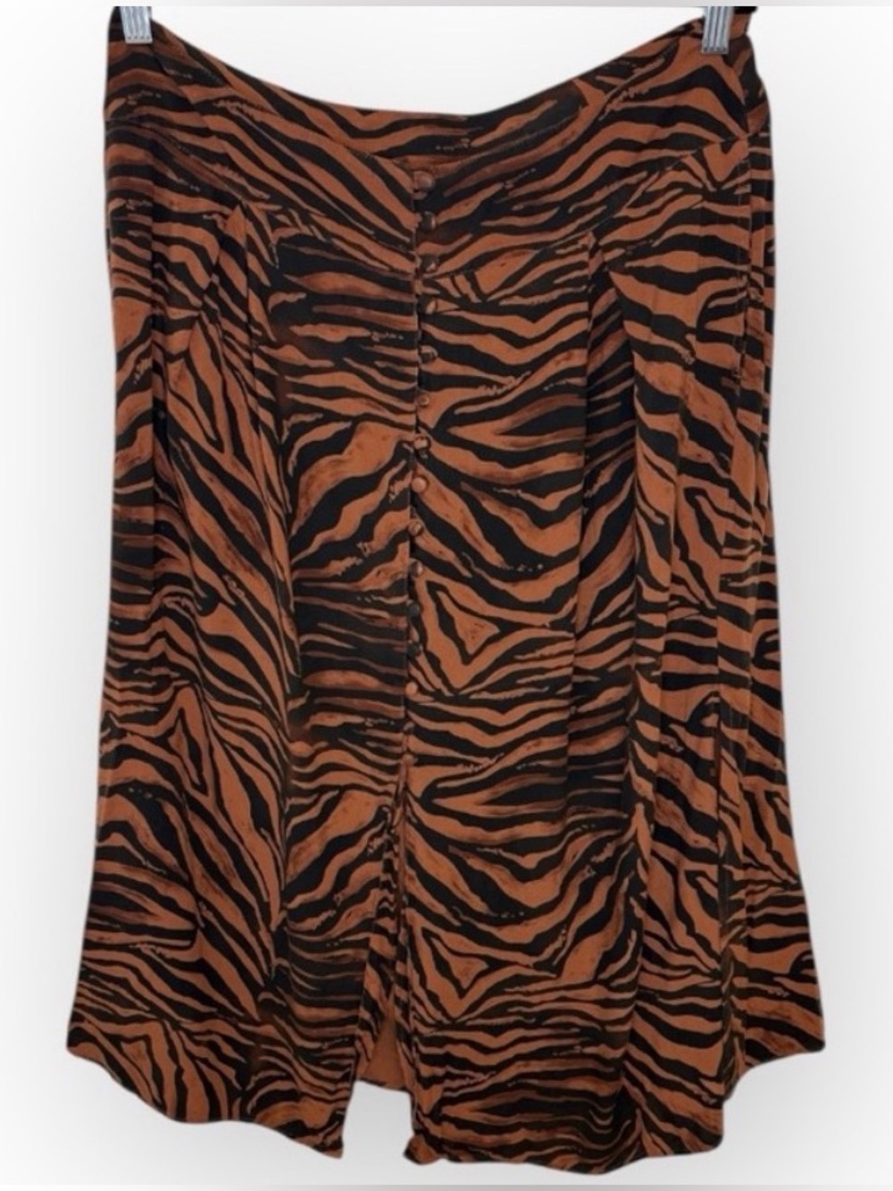 ASOS Tiger Print Button Front Midi Skirt